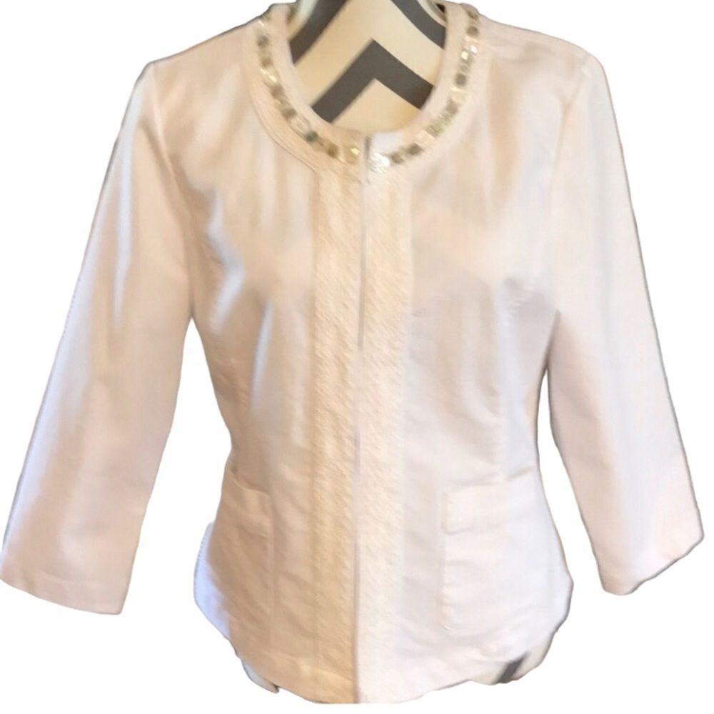 Live A Little White DENIM Jacket SIZE MEDIUM